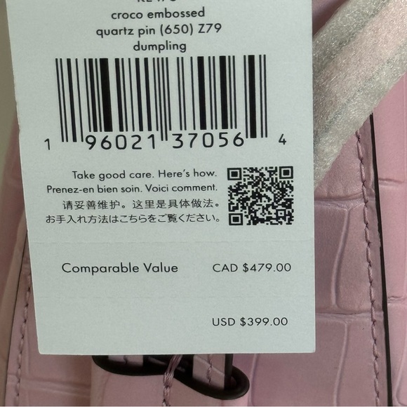 Kate Spade NWT Dumpling Croc Embossed Quartz Pink Crossbody Bag - Picture 5 of 12